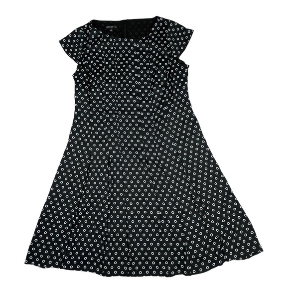JONES NEW YORK Black White Polka Dot Short Sleeve Dress Women's Size 14W - Picture 1 of 16